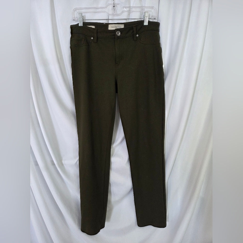 Calvin Klein Jeans Green Stretch Leggings Size 10 - Picture 5 of 9